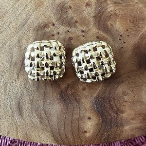 Vintage Givenchy Gold Plated Basketweave Earrings